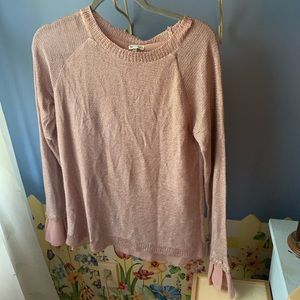 pink cable knit sweater